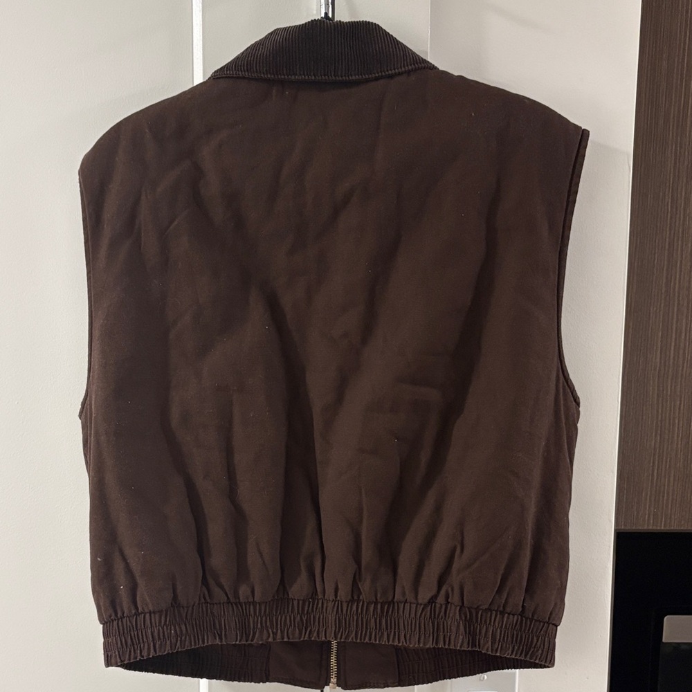 Dark Brown Vest with Corduroy Collar - Picture 3 of 4